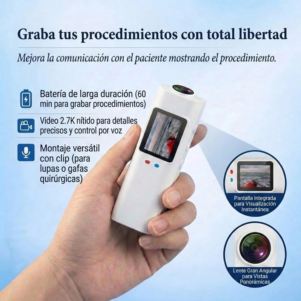 Mini 2.7K-Kamera mit Sicht aus der Ich-Perspektive für Lupen und Brillen mit Sehstärke