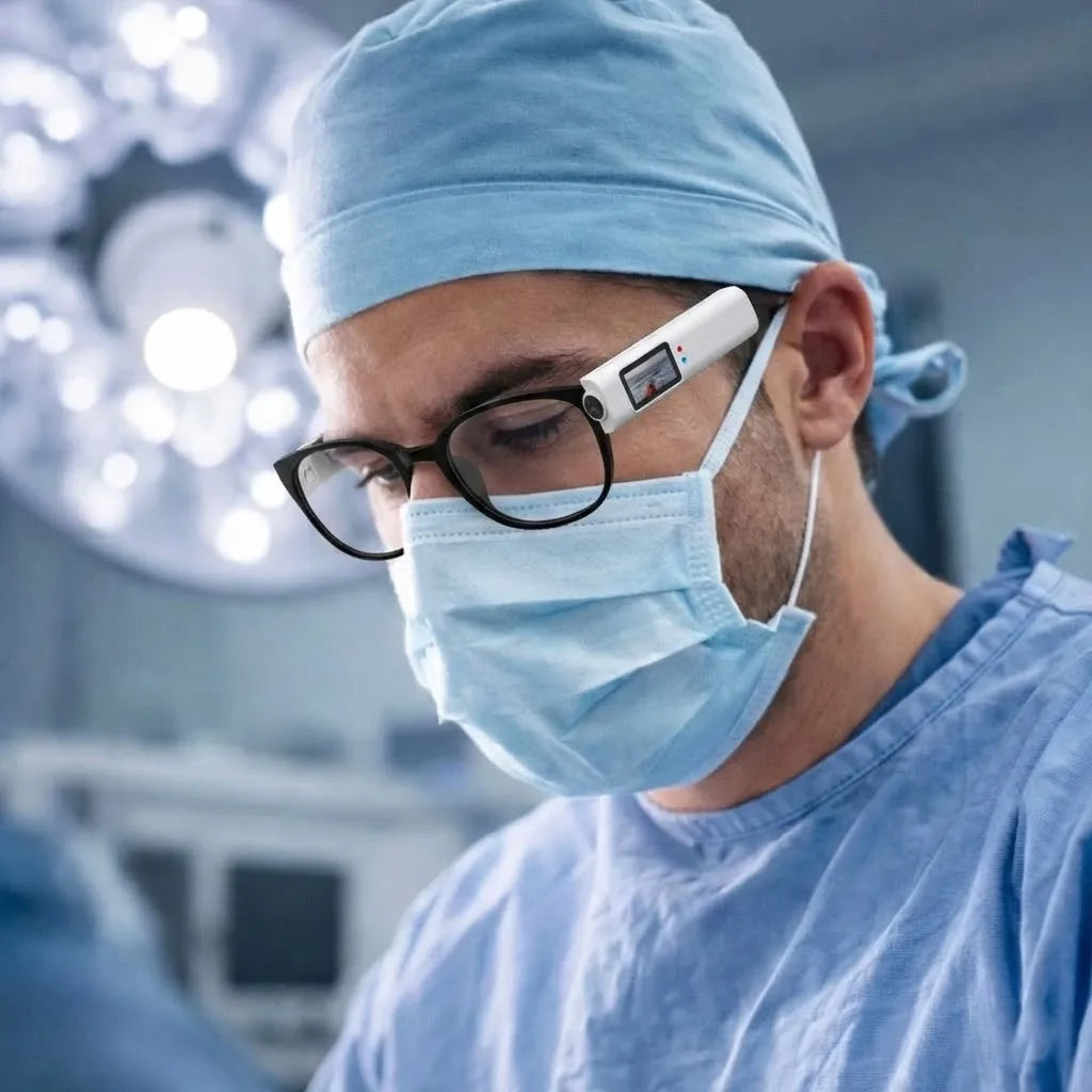 Mini 2.7K-Kamera mit Sicht aus der Ich-Perspektive für Lupen und Brillen mit Sehstärke