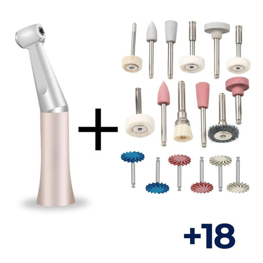 Winkelstück mit Niedriger Drehzahl + 18-teiliges Polierset