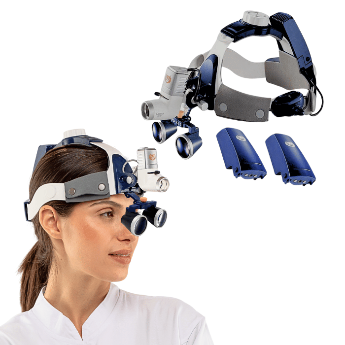 Chirurgische Lupe mit 2,5x-/3,5x-Linsen und Superleistungs-Taschenlampe mit 80.000 Lumen