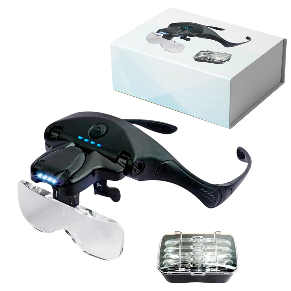 V5 PRO Kopf-Lupe mit 05 Vergrößerungslinsen und wiederaufladbar